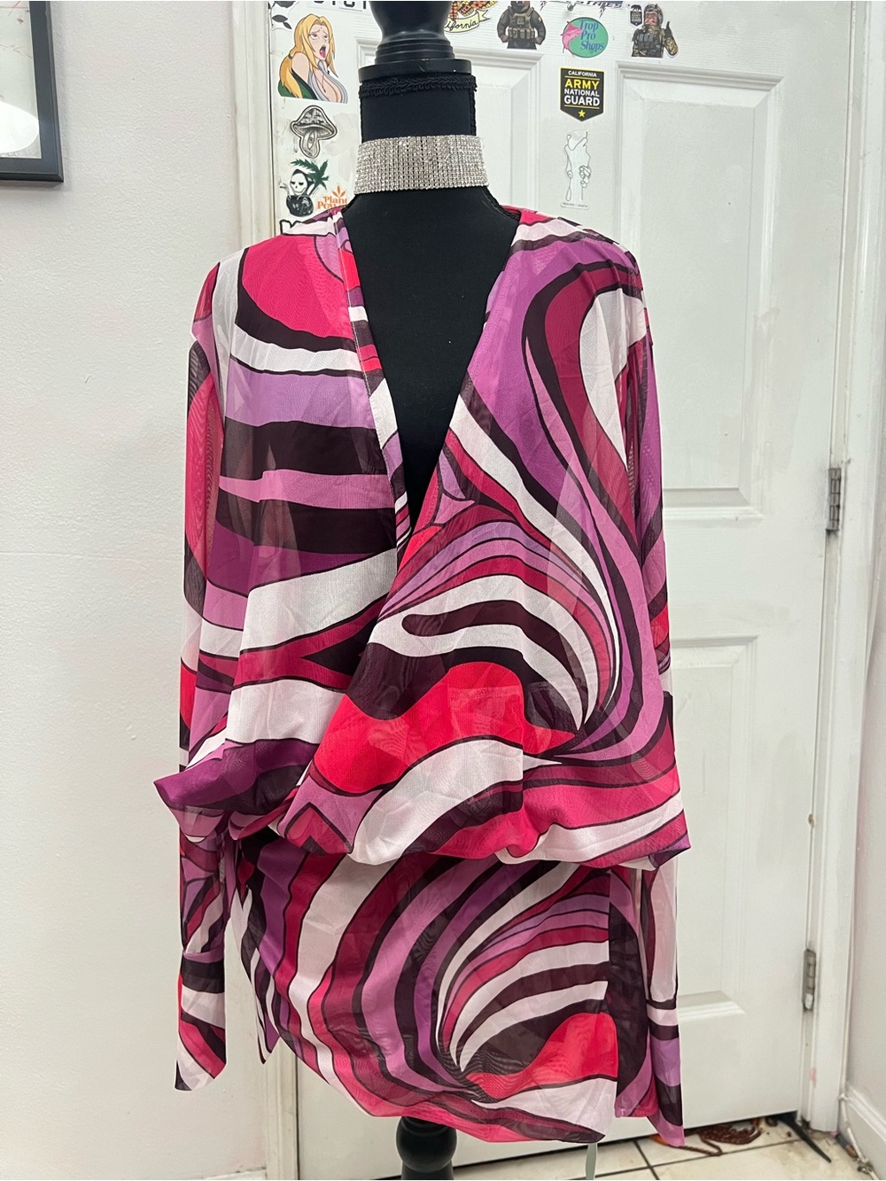 Pink & Magenta Swirl Print Mesh Dress (M/L)